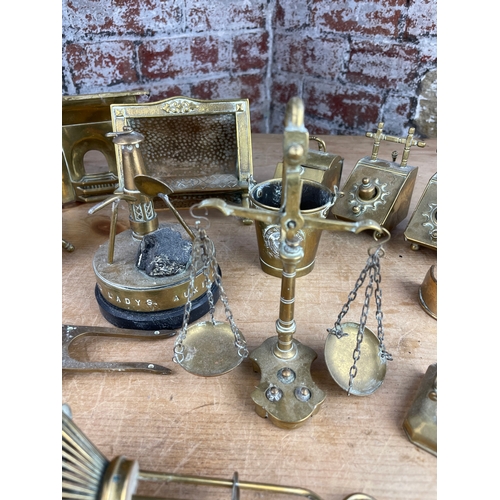 206 - Miniature Brass Items Inc. Scales, Mining & Fire Related.