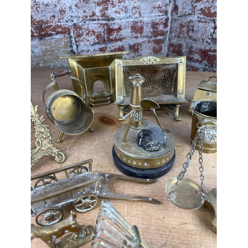 206 - Miniature Brass Items Inc. Scales, Mining & Fire Related.