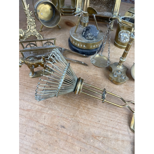 206 - Miniature Brass Items Inc. Scales, Mining & Fire Related.