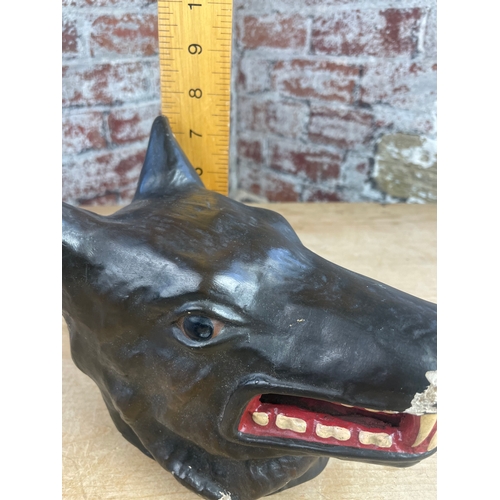 214 - Vintage Boy Scouts Plaster & Papier mache Wolf Totem