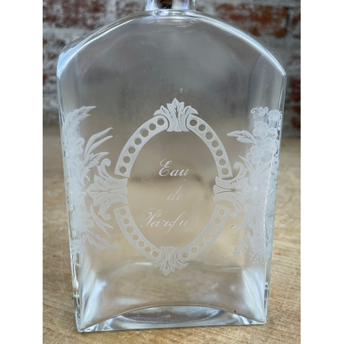 231 - Large Etched Eau Du Parfum Bottle. Vintage.