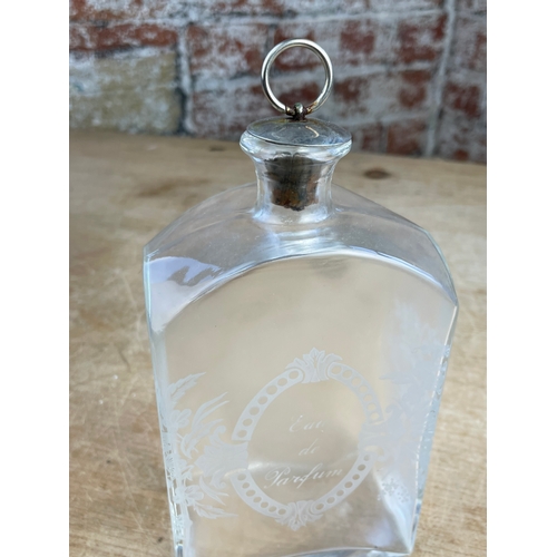 231 - Large Etched Eau Du Parfum Bottle. Vintage.