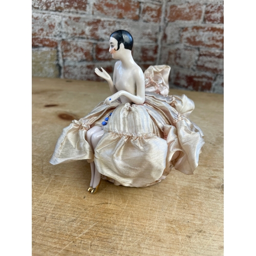 232 - 1920's Nude Lady Porcelain Pin Cushion