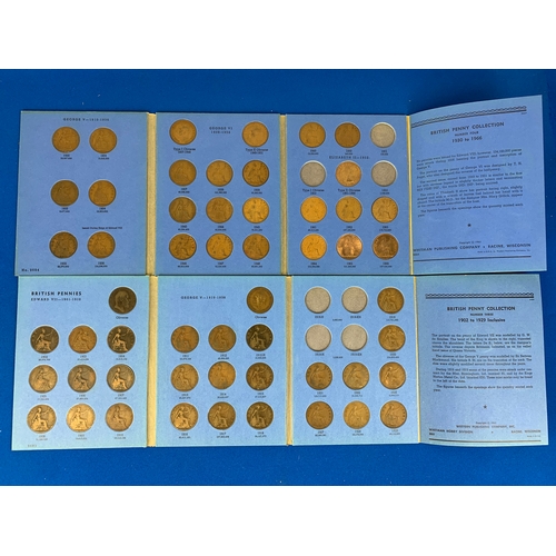 18 - Eight Whitman Folders of Great Britain Pennies x 2, Shillings, Florins, Sixpence, Half Pennies, Half... 