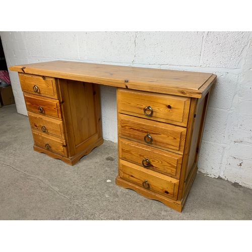 512 - Heavy Pine Eight Drawer Pedestal Desk - ideal up-cycle