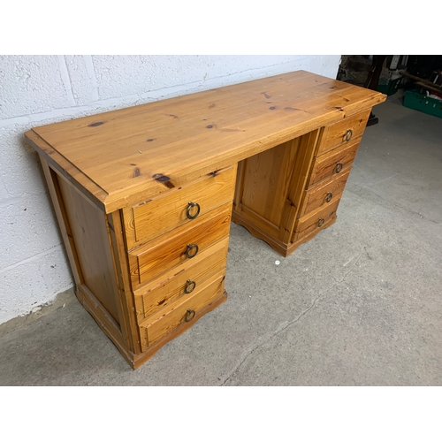 512 - Heavy Pine Eight Drawer Pedestal Desk - ideal up-cycle