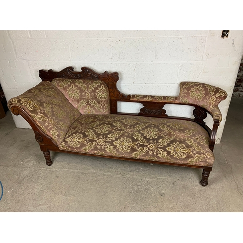 513 - Solid Vintage Chaise with Carved Detail