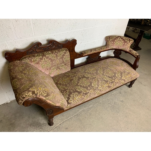 513 - Solid Vintage Chaise with Carved Detail