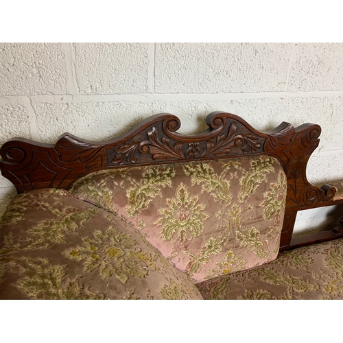 513 - Solid Vintage Chaise with Carved Detail