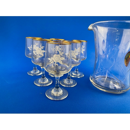 350 - Vintage Glasses & Blown Glass Jug