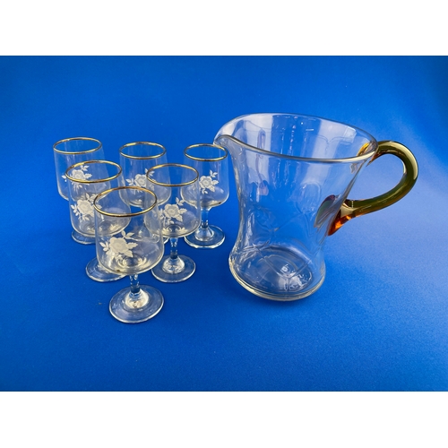 350 - Vintage Glasses & Blown Glass Jug