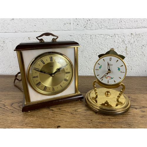 30 - Vintage Metamec Wood, Brass and Marble Electric Mantle Clock and Kundo for Spares