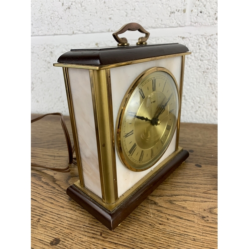 30 - Vintage Metamec Wood, Brass and Marble Electric Mantle Clock and Kundo for Spares...