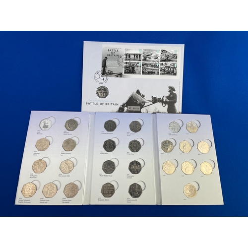 11 - Royal Mint 50p Collection Album With 25 x Fifty Pence Pieces. Including Kew Gardens