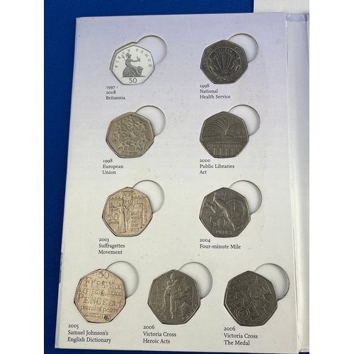 11 - Royal Mint 50p Collection Album With 25 x Fifty Pence Pieces. Including Kew Gardens