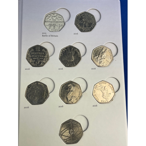 11 - Royal Mint 50p Collection Album With 25 x Fifty Pence Pieces. Including Kew Gardens...