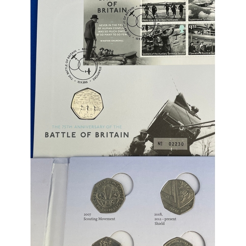 11 - Royal Mint 50p Collection Album With 25 x Fifty Pence Pieces. Including Kew Gardens...