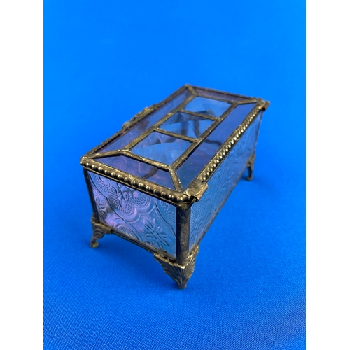 292 - Vintage Metal & Bevelled Glass Trinket Box