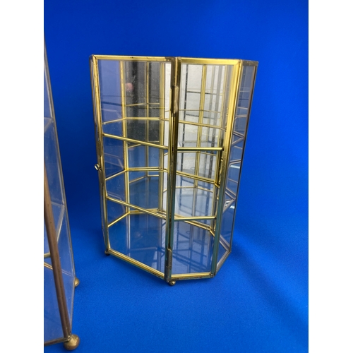 293 - Three Vintage Brass & Glass Display Boxes