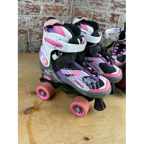 477 - Two Pairs Of Children's Roller Skates. Adjustable Size 1,2,3.