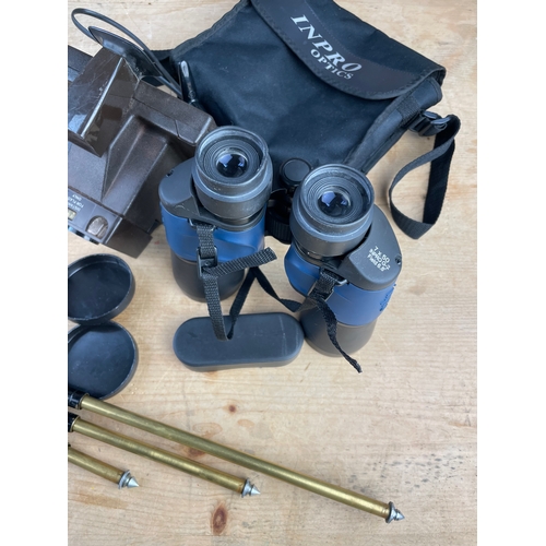 276 - Vintage Johnsons of Hendon Telescopic Camera Tripod, Polariod Super Swinger Camera & Inpro Optics Bi... 