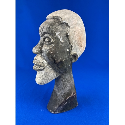 279 - Unusual Vintage African Verdite Hand Carved Stone Bust