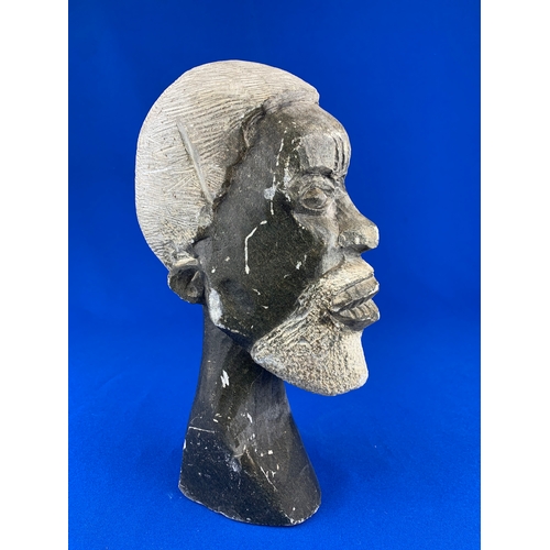 279 - Unusual Vintage African Verdite Hand Carved Stone Bust