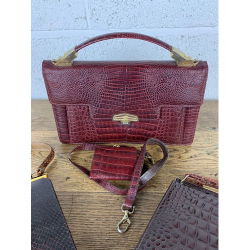 284 - Three Vintage Exotic Leather Handbags.  Two Snake Skin and One Crocodile