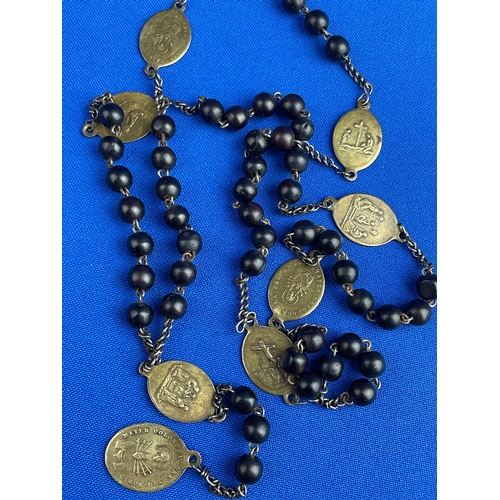 261 - Vintage Seven Sorrows Chaplet, Servite Rosary Beads. Wood & Brass.