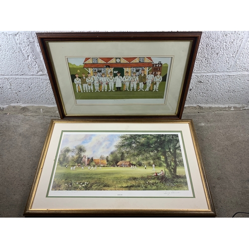 444 - Two Limited Artist Signed Cricket Themed Prints - The Pride of the Village by Linda Jane Smith and I... 