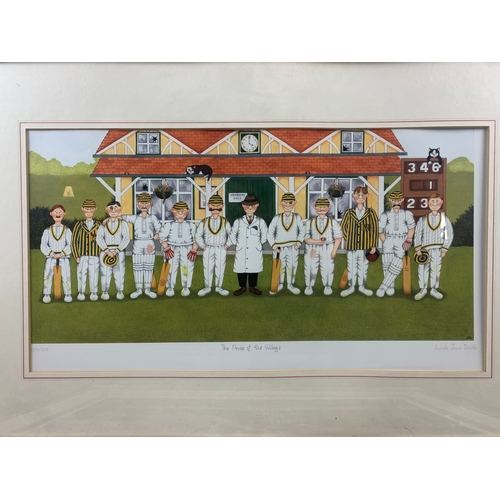 444 - Two Limited Artist Signed Cricket Themed Prints - The Pride of the Village by Linda Jane Smith and I... 