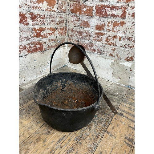 313 - Vintage Cast Iron Smelting Pot & Ladle