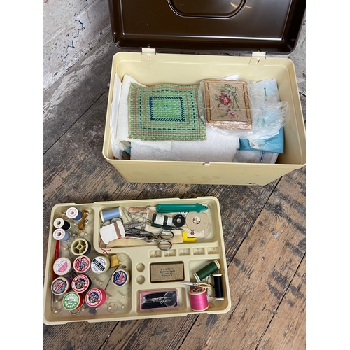 314 - Vintage Curver Sewing Box Full Of Sewing Items