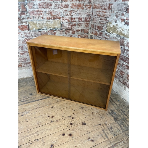 508 - Mid Century Office Style Book Case With Smoked Glass Doors.