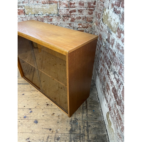 508 - Mid Century Office Style Book Case With Smoked Glass Doors.