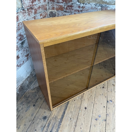 508 - Mid Century Office Style Book Case With Smoked Glass Doors.