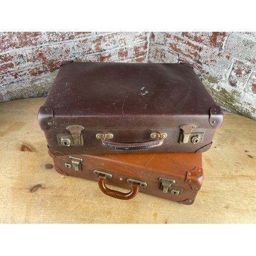 183 - Two Small Vintage Vulcanised Suitcases, Globe Trotter & Herculax