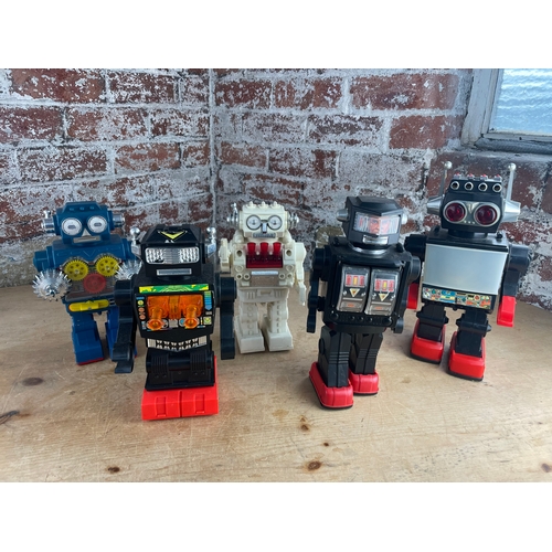 43 - Five Vintage Plastic Toy Robots