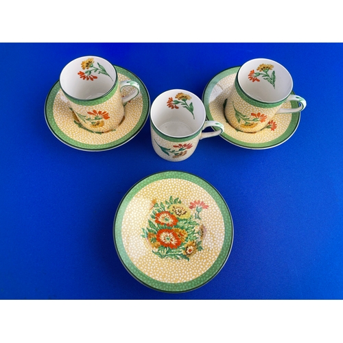 293 - Three Vintage Booths Hand Painted Dematesse Cups & saucers