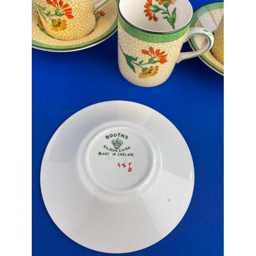 293 - Three Vintage Booths Hand Painted Dematesse Cups & saucers