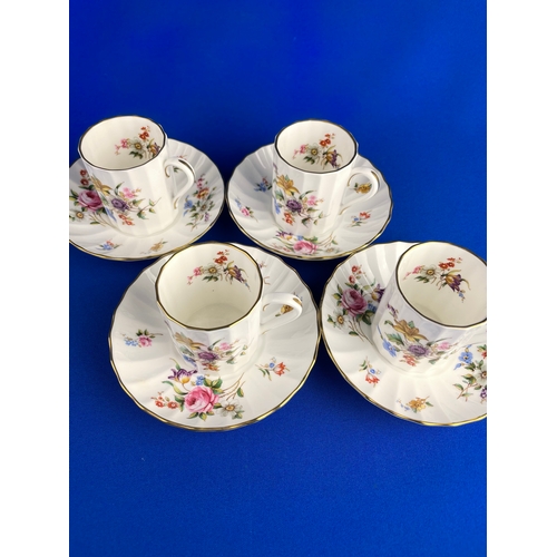 311 - 4x Royal Worcester Roanoke Design Demitasse Cups & Saucers.