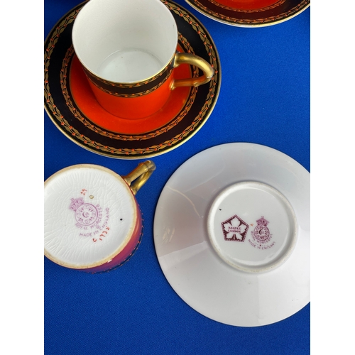 315 - 5x Royal Worcester Demitasse Cups And Saucers For Maple London