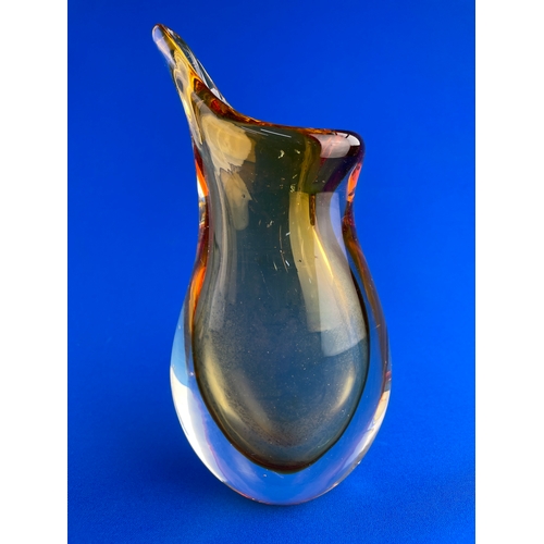 210 - Murano Sommerso Teardrop Vase Suguso Glass & Whitefriars Jug