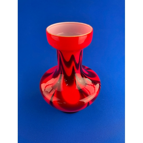 211 - Italian Opaline Red Swirl Glass By Carlo Moretti Florence