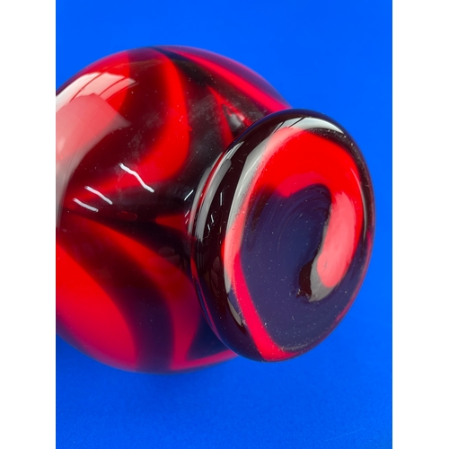 211 - Italian Opaline Red Swirl Glass By Carlo Moretti Florence