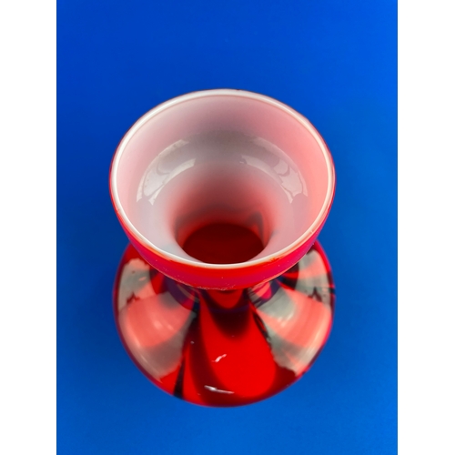 211 - Italian Opaline Red Swirl Glass By Carlo Moretti Florence