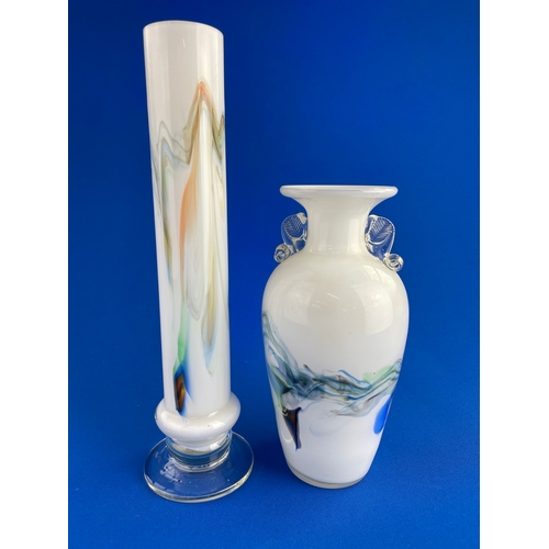 212 - Two Swirl Design Vases From The Snowflake Range By Dalian Glass