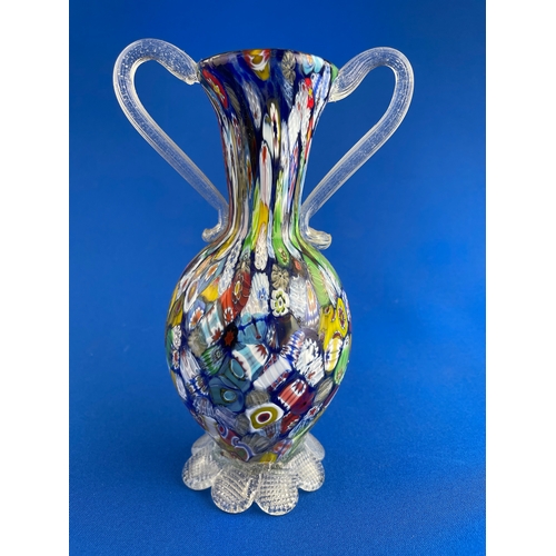 213 - Vintage Millefiori Glass Vase In The Style Of Fratelli Toso