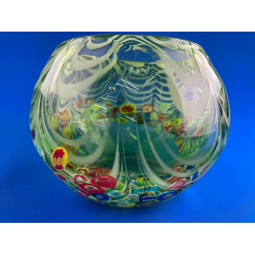 214 - Large Murano Draped Millefiori Art Glass Sculptural Centrepiece Bowl