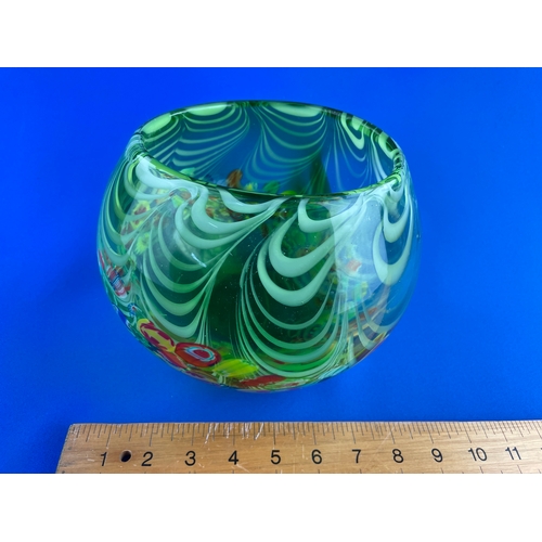 214 - Large Murano Draped Millefiori Art Glass Sculptural Centrepiece Bowl